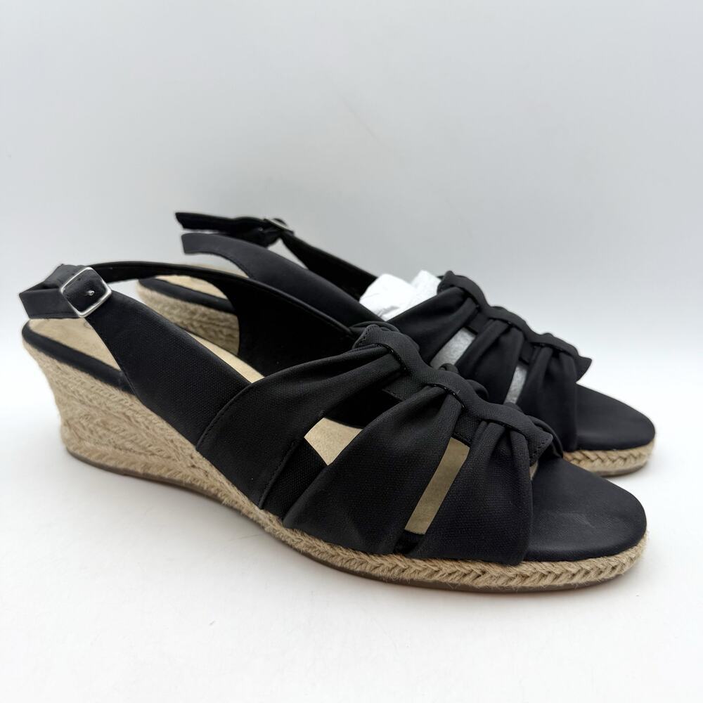 Bella Vita Black Knotted Slingback Espadrille Wedge Sandals - Picture 5 of 14